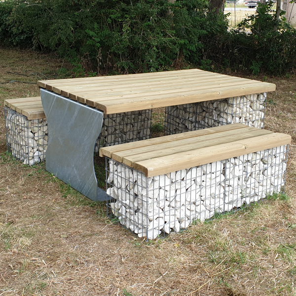 Table pique nique gabion - Photo