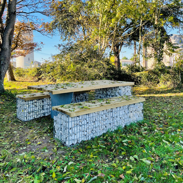 Table pique nique gabion - Photo